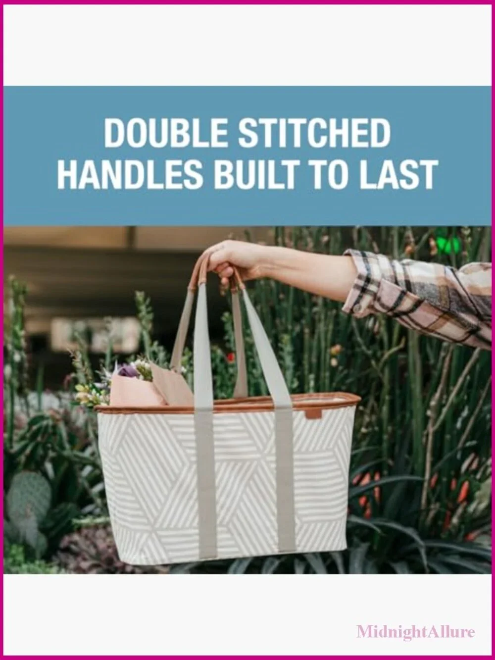 30L Collapsible Grocery Tote - Foldable Reusable Shopping Bag with Handles